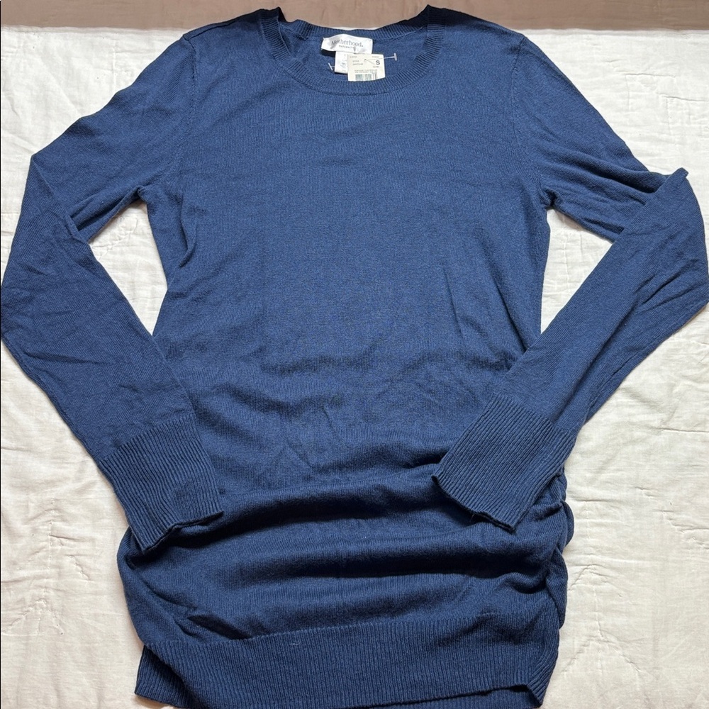 Motherhood Maternity NWT Blue‎ Lightweight Long Sleeve Side Ruched Sweater Small